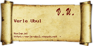 Verle Ubul névjegykártya